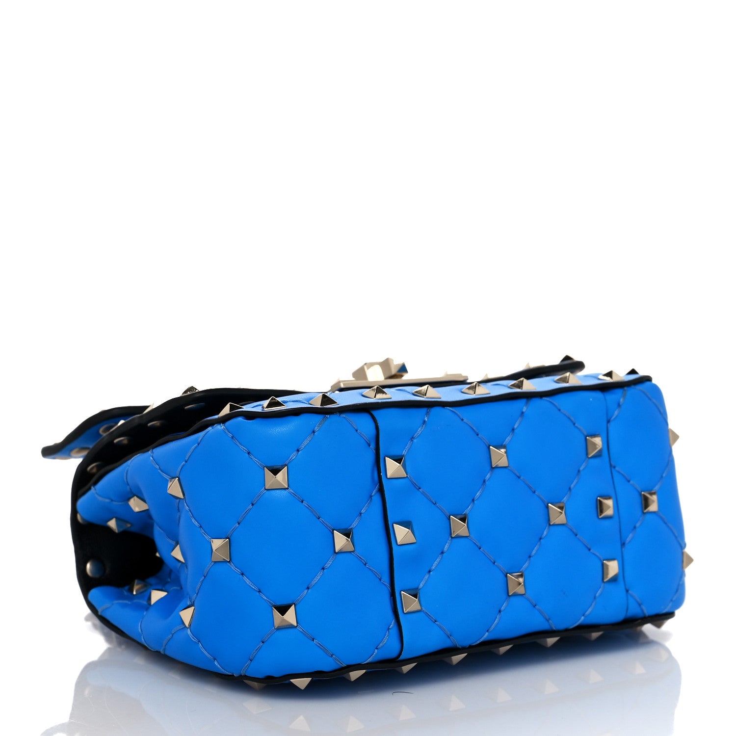 Valentino Garavani Calfskin Micro Rockstud Spike Shoulder Bag Blue Fluo 4 of 10