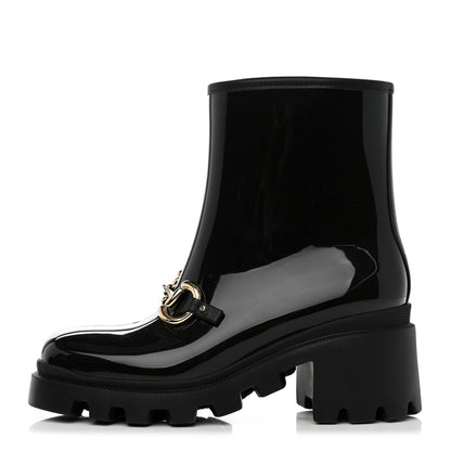 Gucci Rubber Womens Horsebit Ankle Boots 38 Black 1 of 8