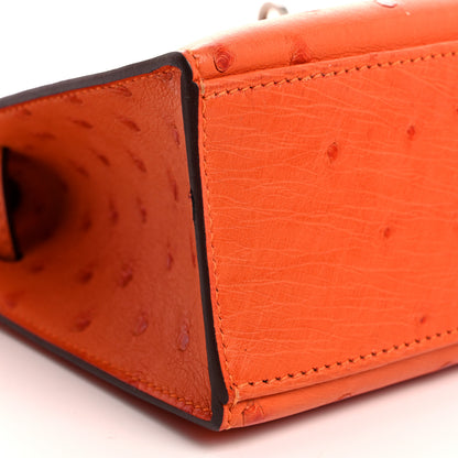 Hermes Ostrich Kelly Pochette Clutch Orange 9 of 11
