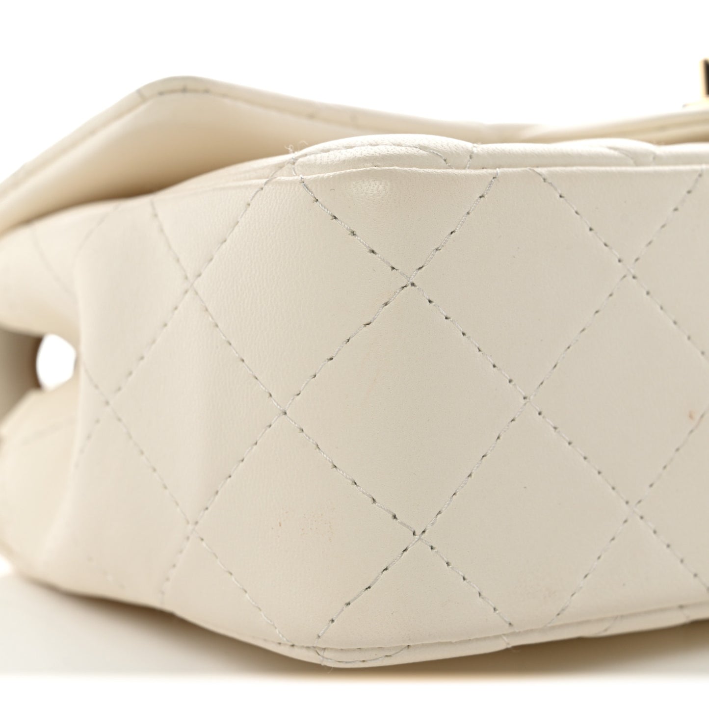 Lambskin Quilted Mini Rectangular Flap White