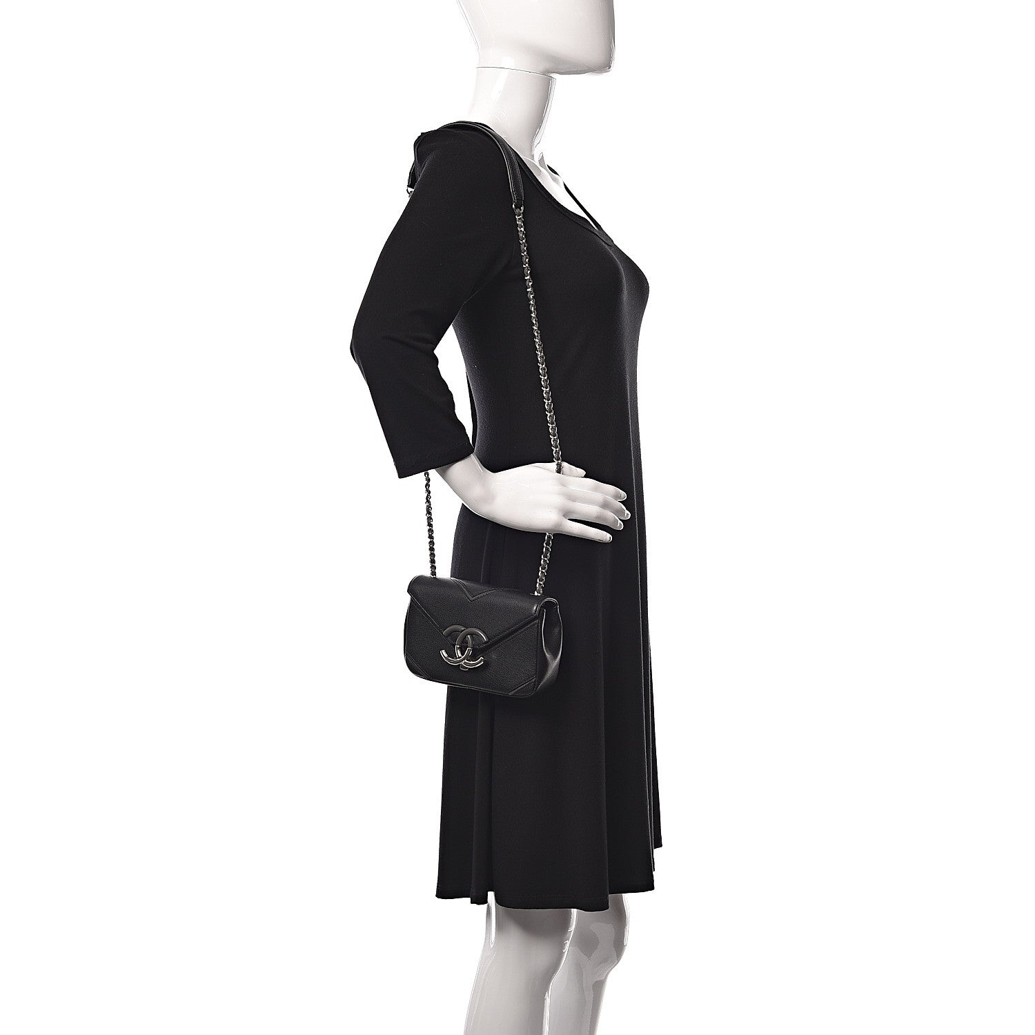 Chanel Caviar Macro Chevron Small Single Flap Black 2 of 10