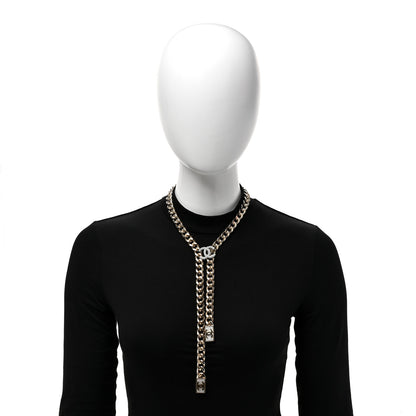 Chanel Chain Link Crystal CC Dog Tag Charm Necklace Gold 2 of 5