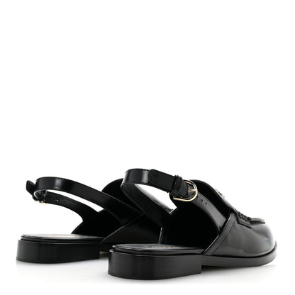 Chanel Shiny Calfskin Slingback Loafers 39.5 Black 5 of 12