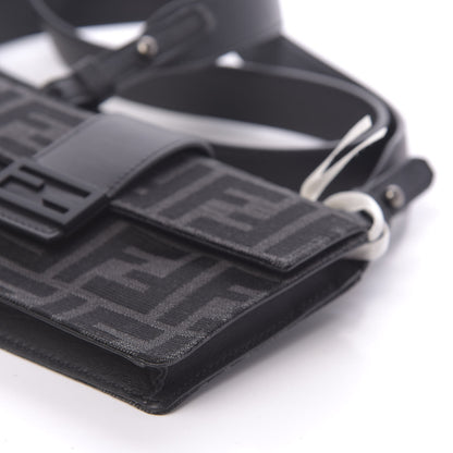 Fendi Recycled Fabric Jacquard Vitello Grace FF 1974 Baguette Belt Pouch Asfalto Black 9 of 10