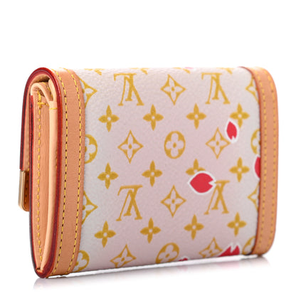 Louis Vuitton Monogram Cherry Blossom Porte-Monnaie Plat Coin Purse Red 3 of 7