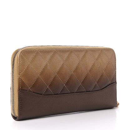 Chanel Metallic Goatskin Quilted Large Gabrielle Zip Around Wallet Bronze 3 of 10