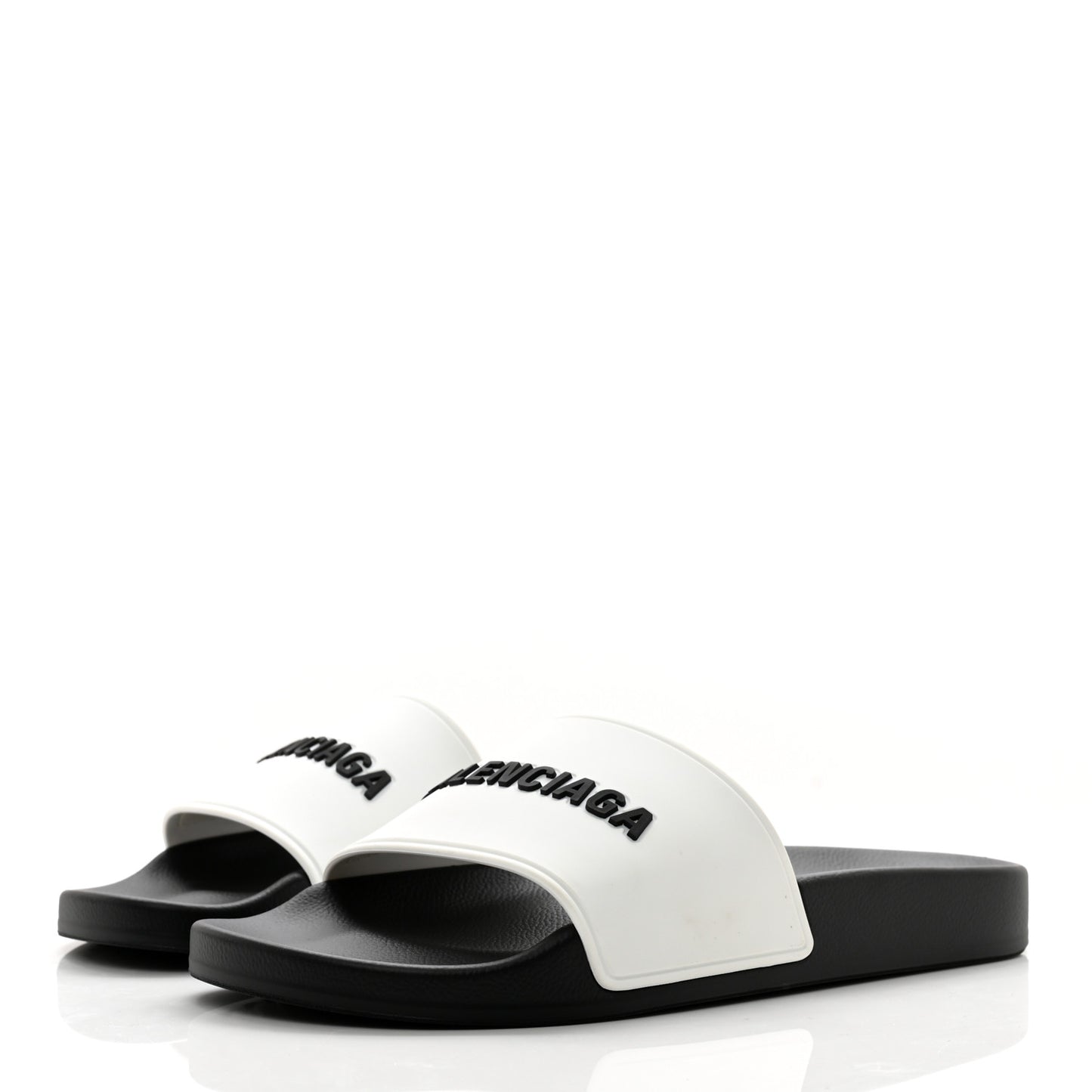 Rubber Womens Logo Pool Slide Sandals 38 Black White