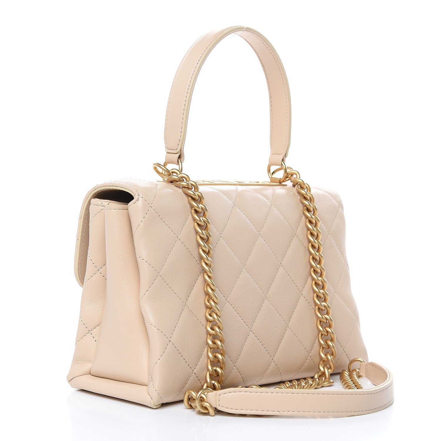 Chanel Lambskin Quilted Medium Trendy Spirit Top Handle Bag Beige 3 of 12