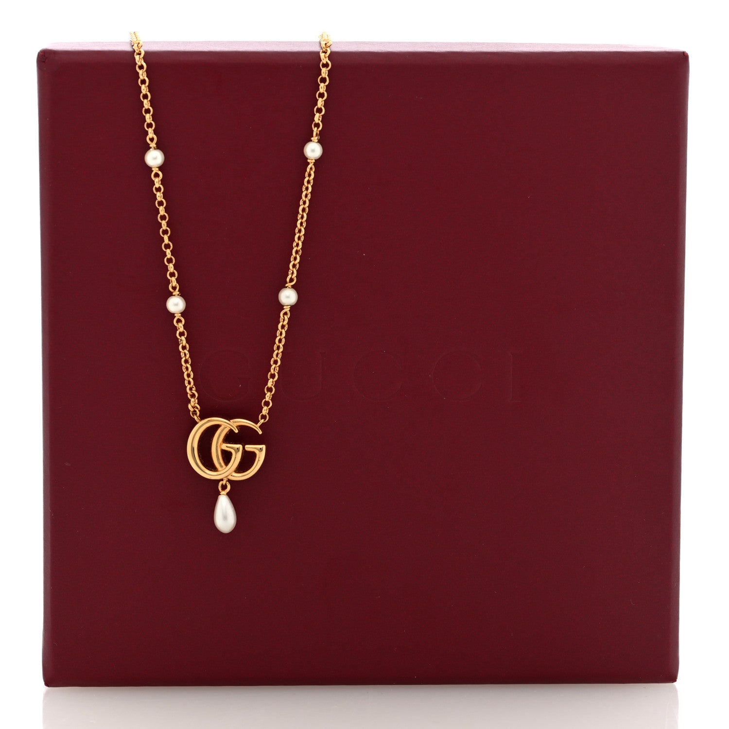 Gucci Pearl Double G Marmont Necklace Gold 1729930 – FASHIONPHILE