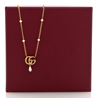 Gucci Pearl Double G Marmont Necklace Gold 5 of 5