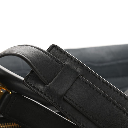 Celine Nubuck Crocodile Embossed Medium Trapeze Navy 10 of 12