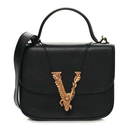 Versace Vitello Barocco Virtus Small Top Handle Shoulder Bag Black 1 of 18