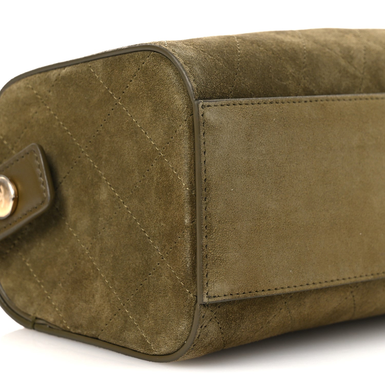 Chanel Suede Quilted Turn Around Clutch With Chain Khaki 9 of 13