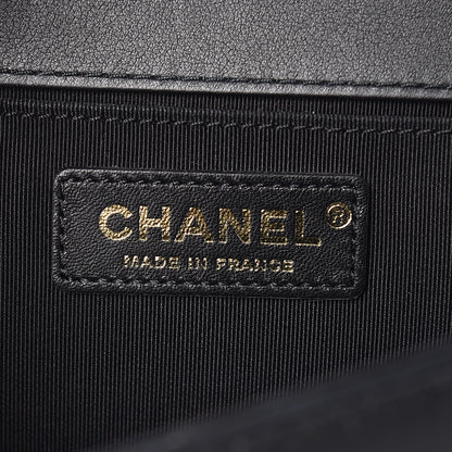 Chanel Calfskin Quilted Medium Boy Top Handle Flap Black 6 of 13