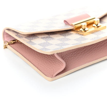 Louis Vuitton Damier Azur Croisette Chain Wallet Rose Ballerine 8 of 9