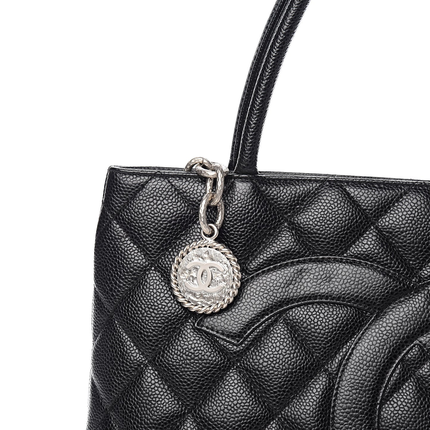 Caviar Quilted Medallion Tote Black