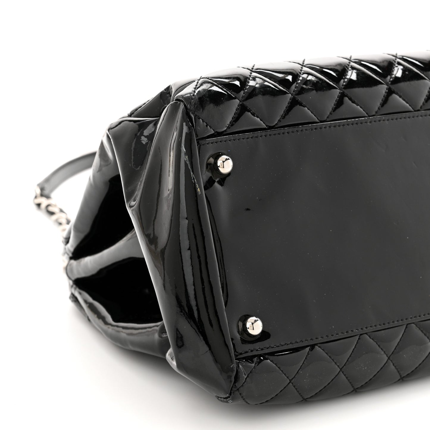 Patent Quilted Large Just Mademoiselle Bowling Bag Black