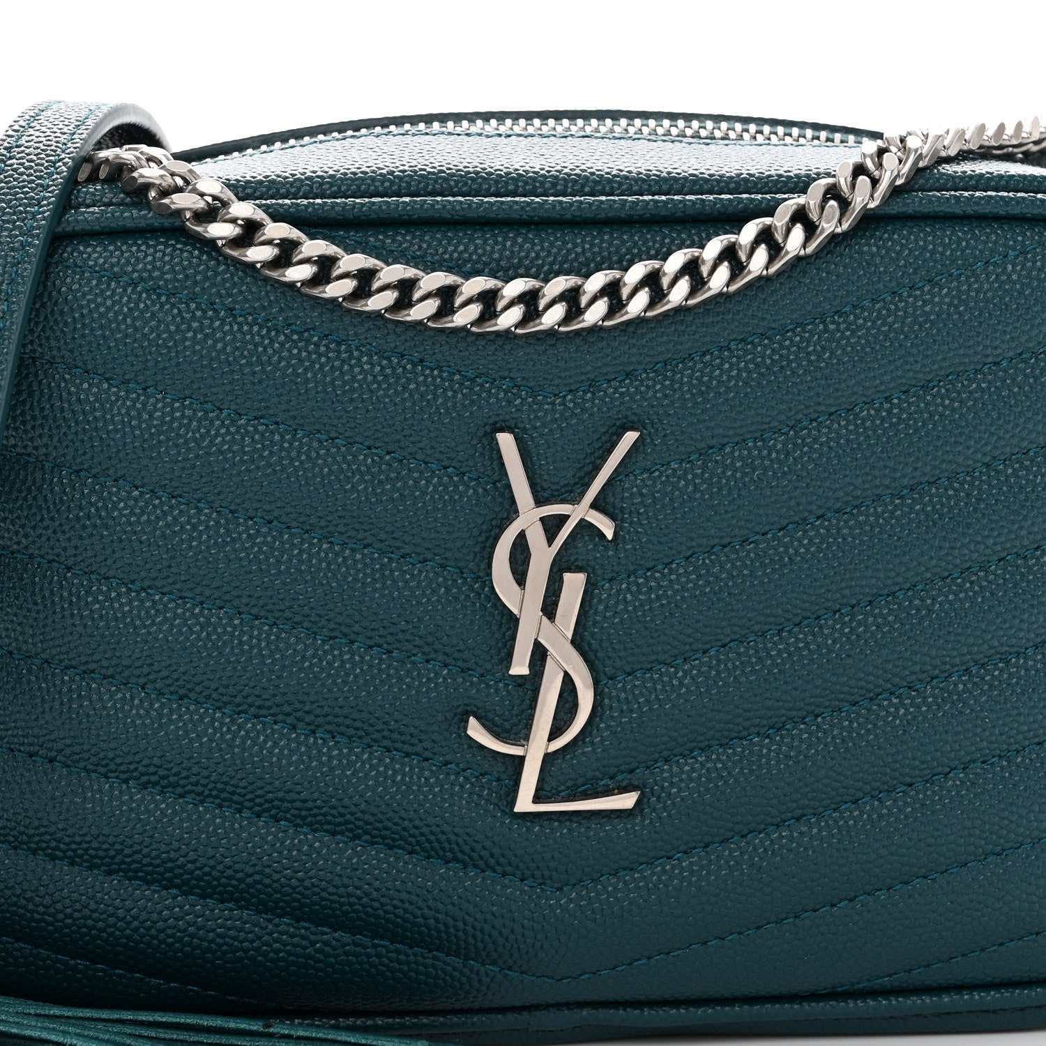 Saint Laurent Grain De Poudre Matelasse Monogram Mini Lou Camera Bag Petrol Green 7 of 9