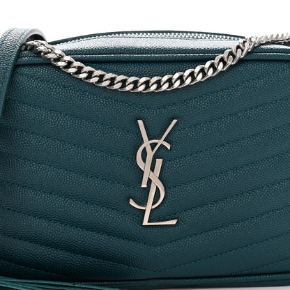 Saint Laurent Grain De Poudre Matelasse Monogram Mini Lou Camera Bag Petrol Green 7 of 9