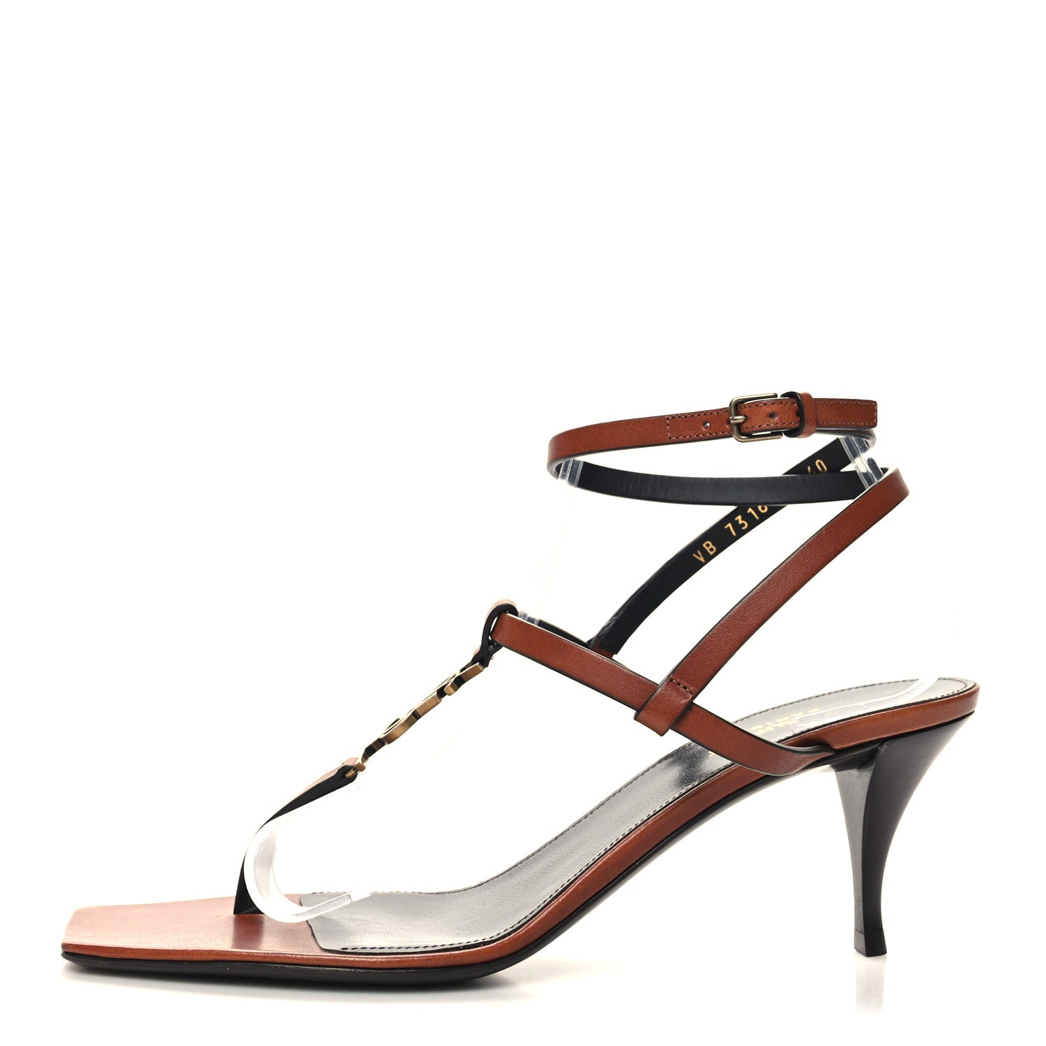 Saint Laurent Calfskin Cassandra 60 Sandals 40 Brown 1 of 8