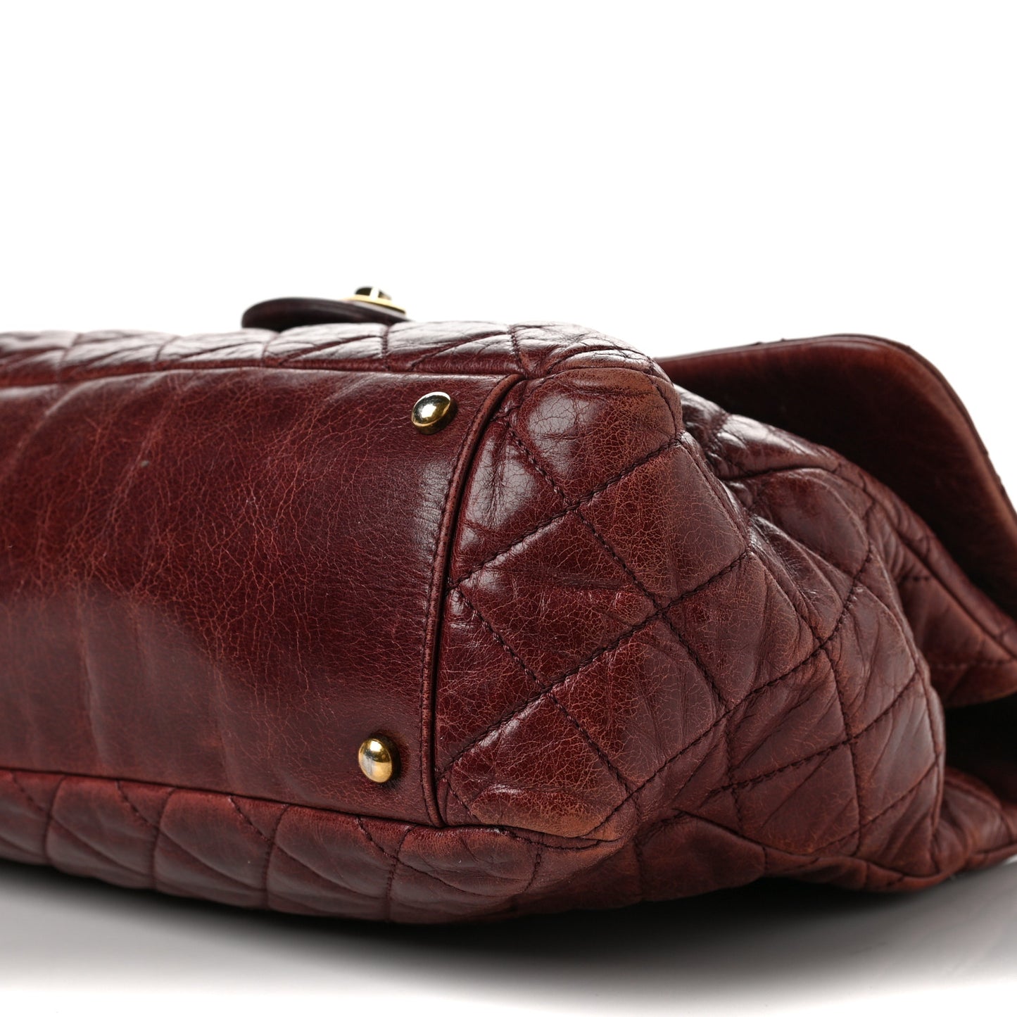 Glazed Calfskin Castle Rock Large Flap Burgundy