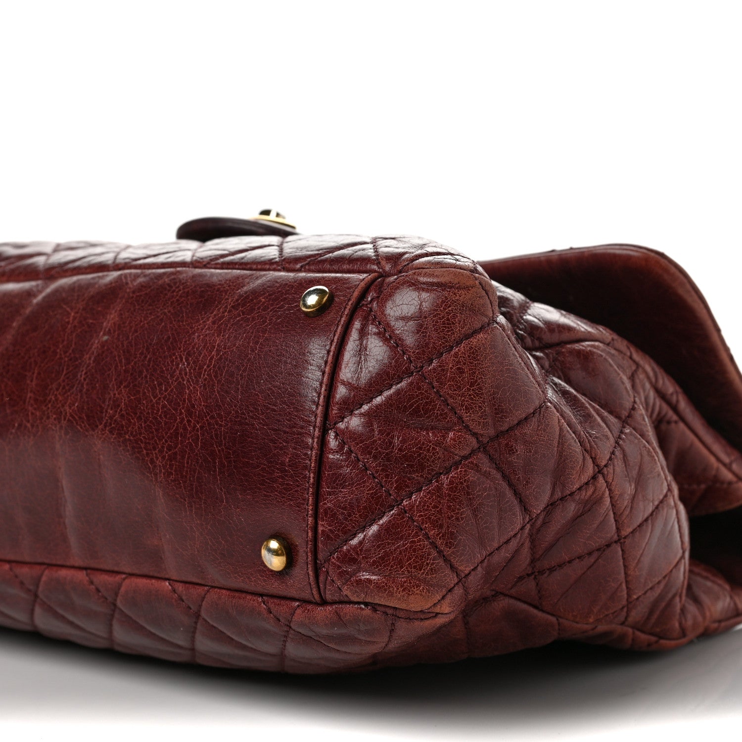 Chanel Glazed Calfskin Castle Rock Large Flap Burgundy 8 of 11