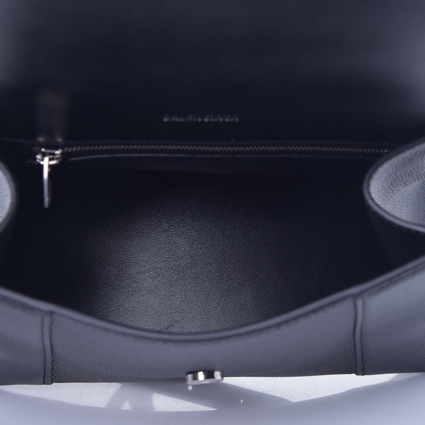 Grained Calfskin Small Hourglass Top Handle Bag Black
