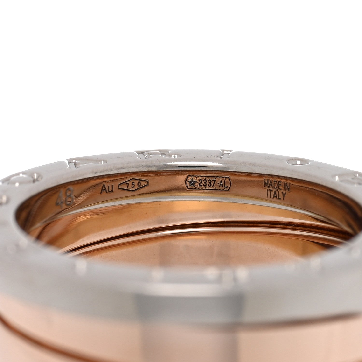Bulgari 18K Rose White Yellow Gold B.Zero1 Three-Band Ring 48 4.5 4 of 5