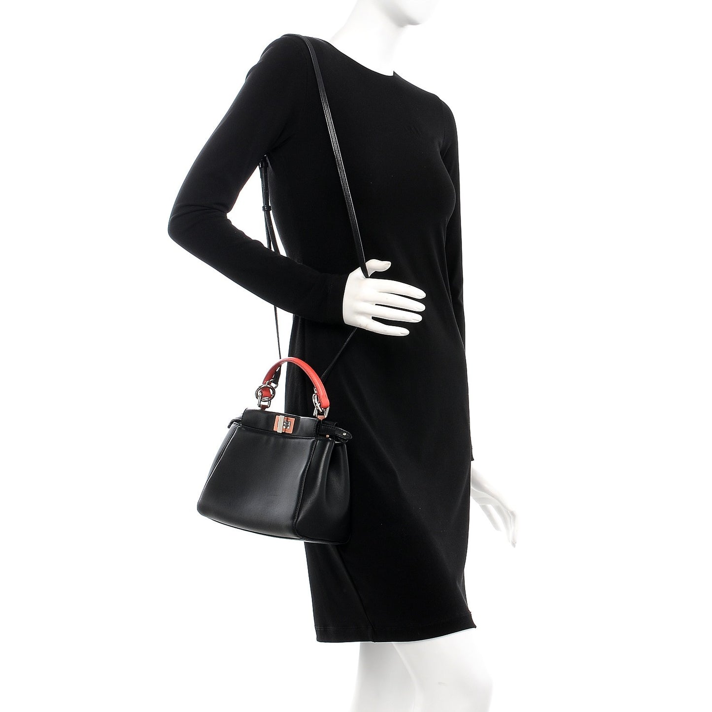 Nappa Colorblock Mini Peekaboo Iconic Satchel Black White Ecstasy