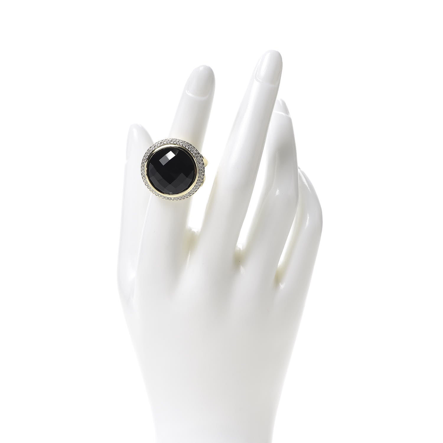 David Yurman 18K Yellow Gold Diamond Black Onyx 18mm Cerise Ring 52 6 2 of 5