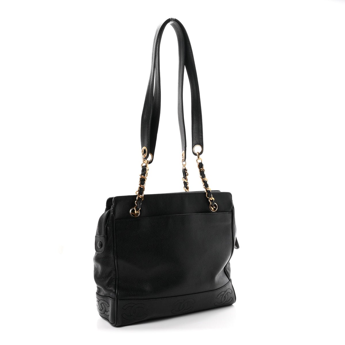 Caviar Triple CC Shoulder Bag Black
