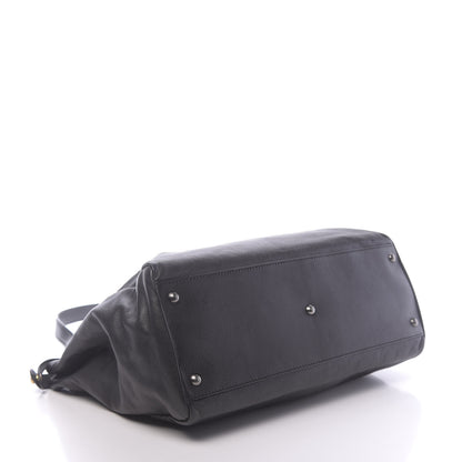 Fendi Goatskin Zucca Large Peekaboo Iconic Satchel Black Tobacco 5 of 13