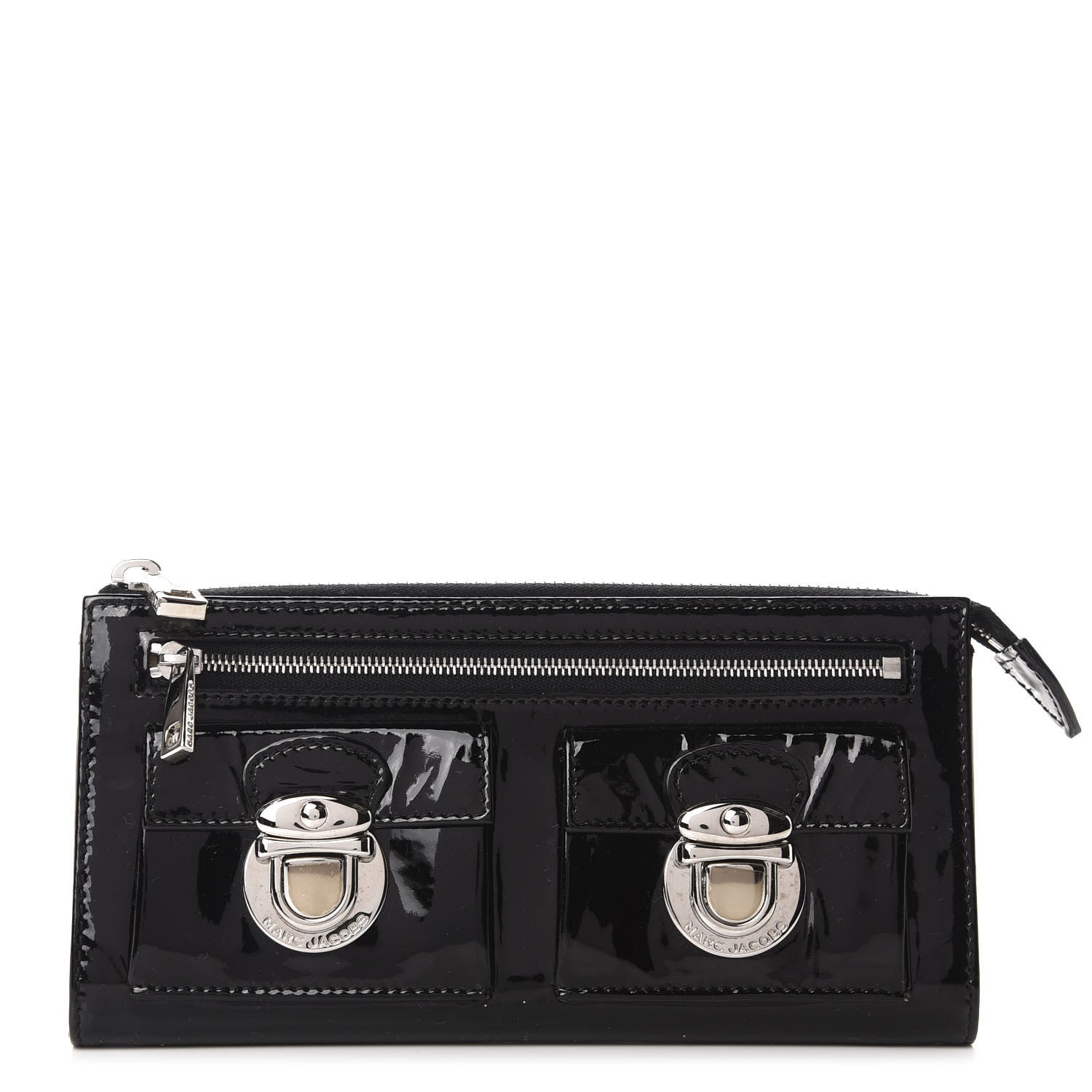 Marc Jacobs Patent Zip Clutch Wallet Black 1 of 6