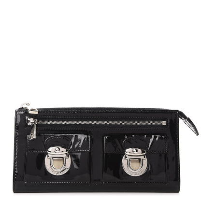 Marc Jacobs Patent Zip Clutch Wallet Black 1 of 6