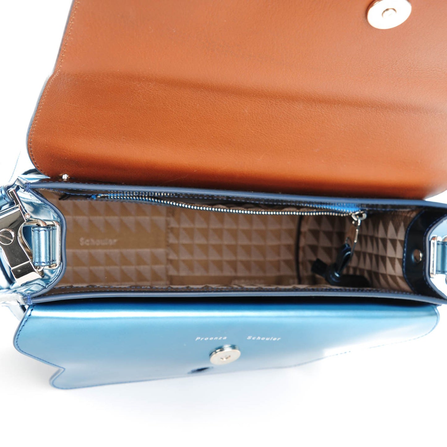 Mirrored Calfskin PS11 Classic Shoulder Bag Ocean