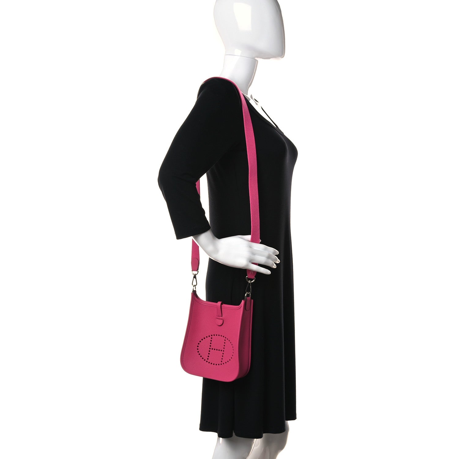Hermes Taurillon Clemence Evelyne TPM Rose Shocking 2 of 10