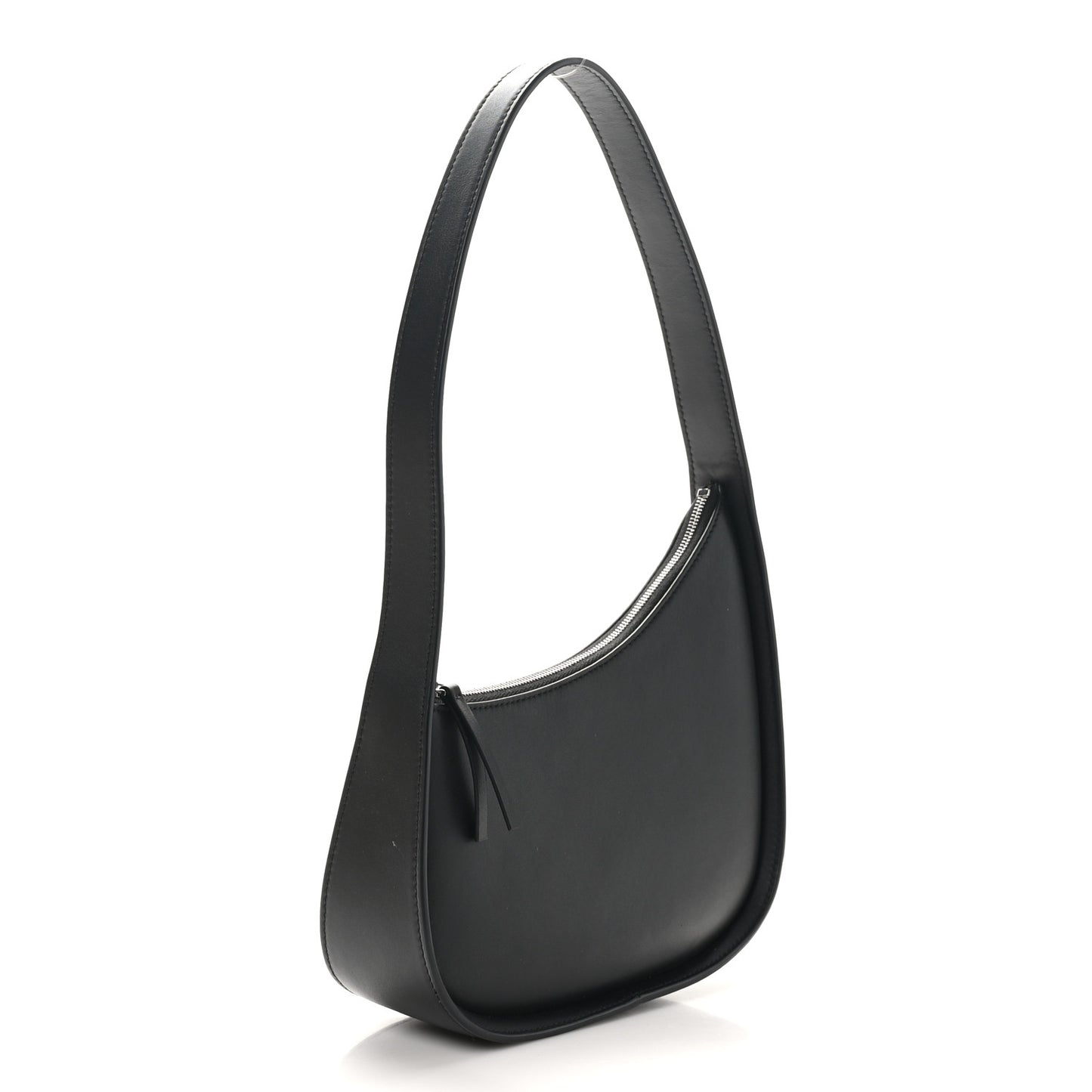 Smooth Calfskin Half Moon Shoulder Bag Black
