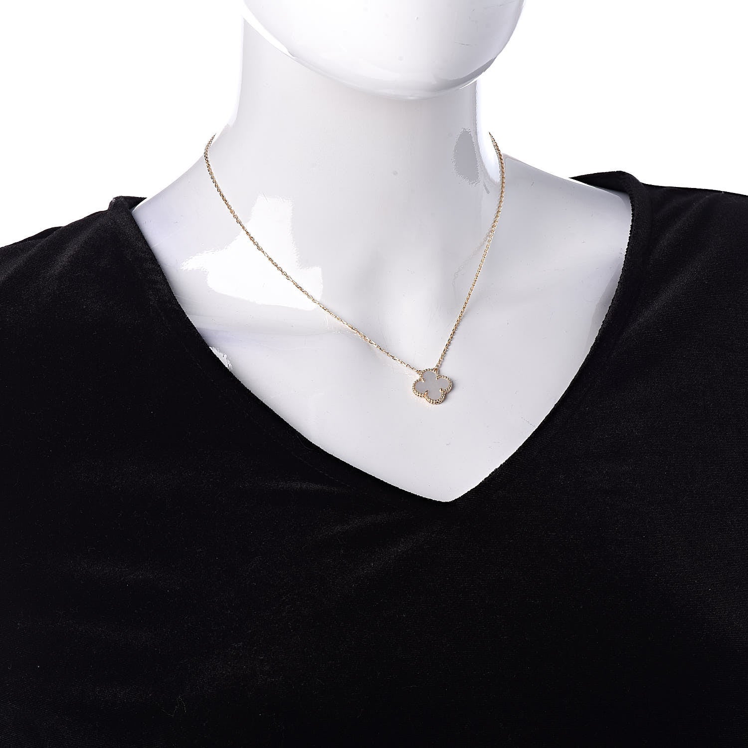 Van Cleef & Arpels 18K Yellow Gold Mother of Pearl Vintage Alhambra Pendant Necklace 2 of 8