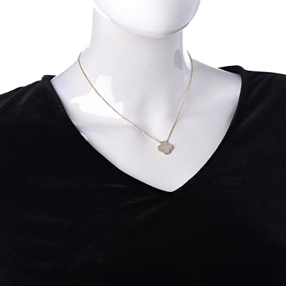 Van Cleef & Arpels 18K Yellow Gold Mother of Pearl Vintage Alhambra Pendant Necklace 2 of 8