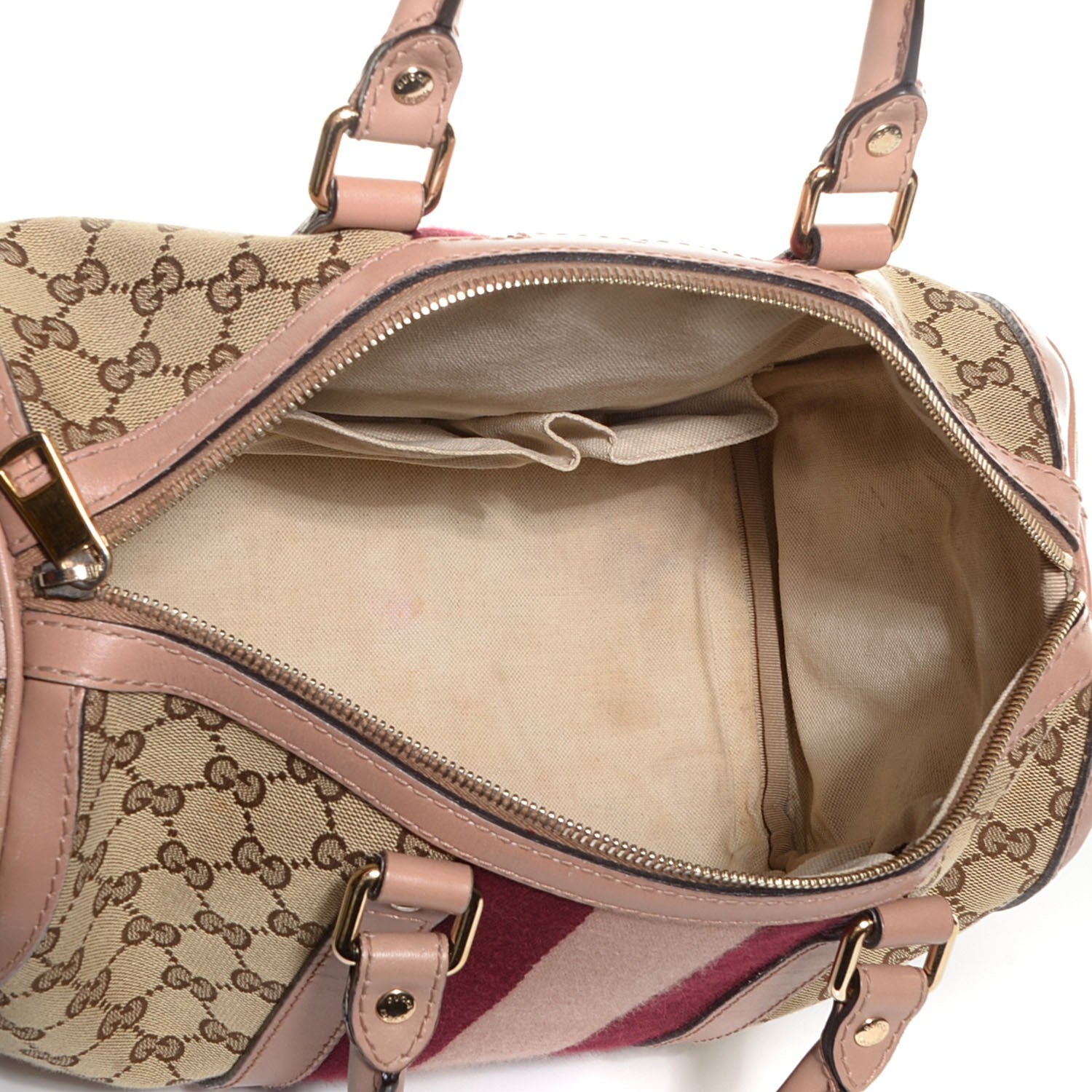 Gucci Monogram Vintage Web Medium Boston Pink 5 of 7