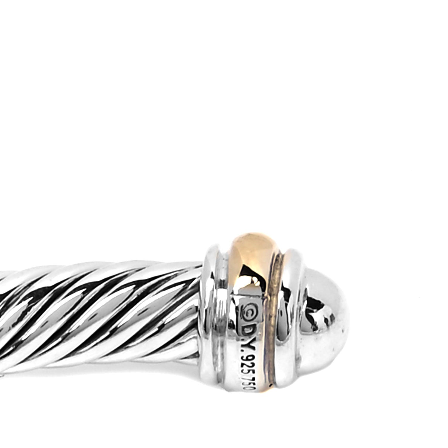 David Yurman Sterling Silver 18K Yellow Gold 4mm Cable Classics Bracelet 4 of 5