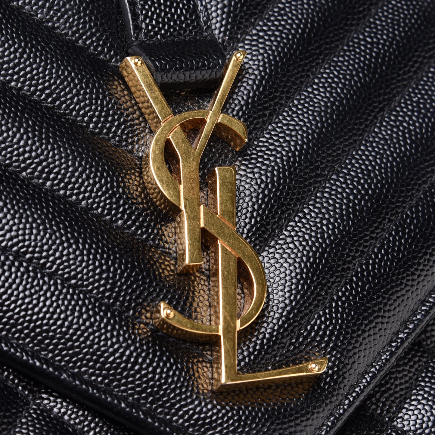 Grain De Poudre Textured Mixed Matelasse Large Triquilt Monogram Satchel Black