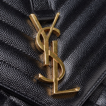 Saint Laurent Grain De Poudre Textured Mixed Matelasse Large Triquilt Monogram Satchel Black 13 of 13