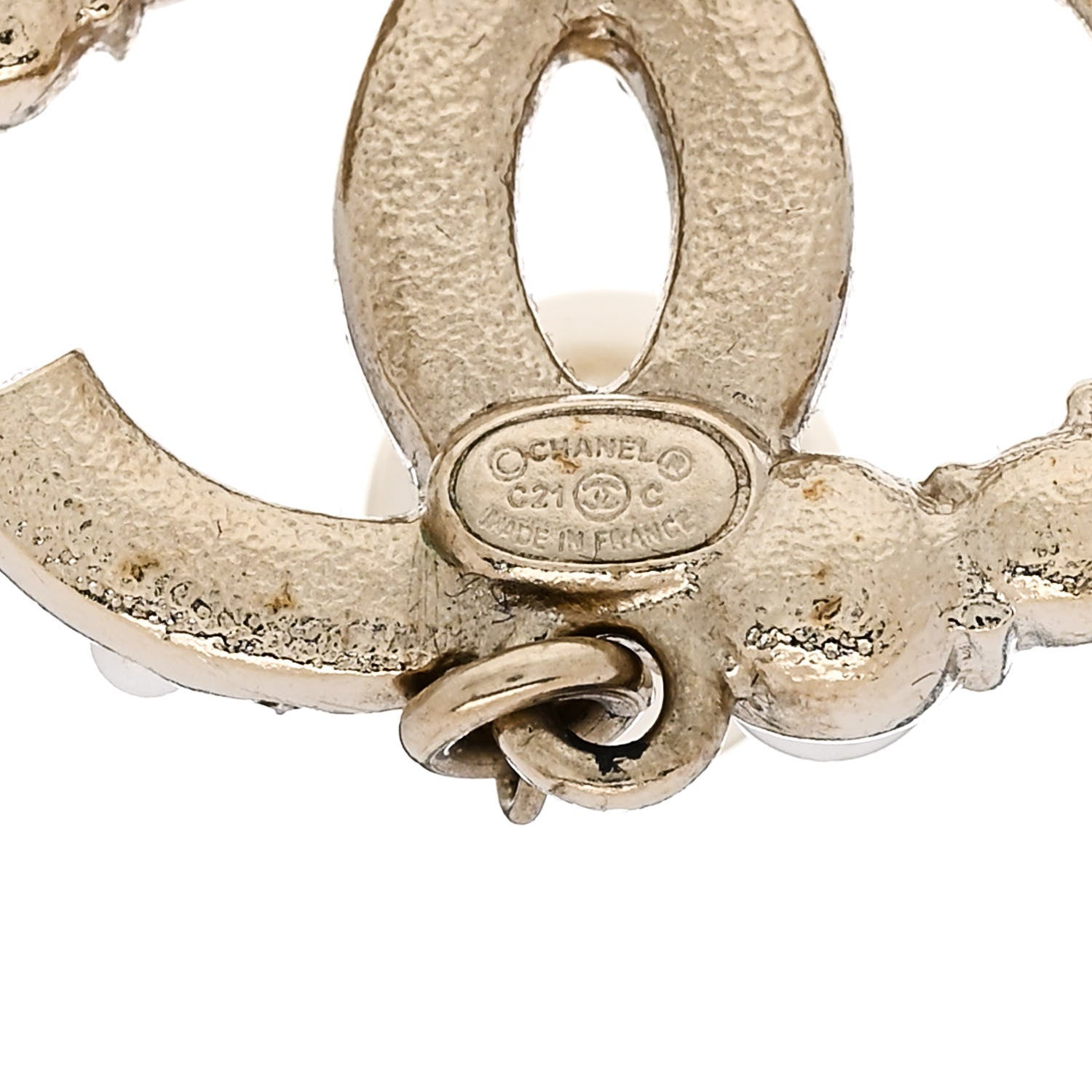 Chanel Crystal Pearl CC Drop Earrings  Gold Pearly White 4 of 4