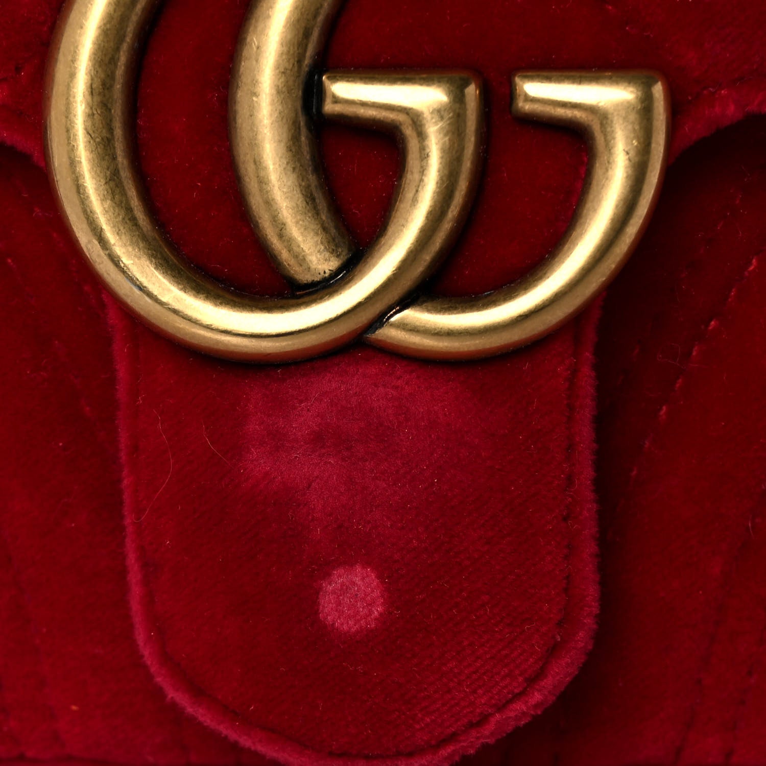 Gucci Velvet Matelasse Mini GG Marmont Shoulder Bag Hibiscus Red 10 of 11