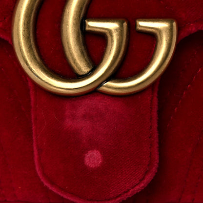 Gucci Velvet Matelasse Mini GG Marmont Shoulder Bag Hibiscus Red 10 of 11