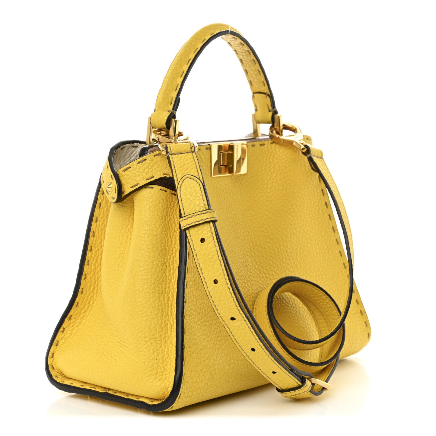 Cuoio Romano Selleria Medium Peekaboo Iconic Satchel Limone Cipria White