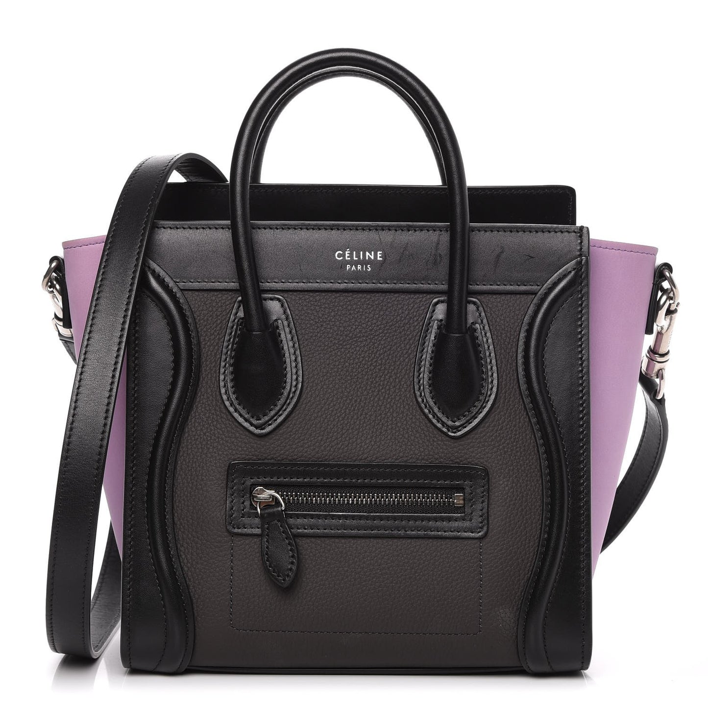 Smooth Drummed Calfskin Tri-color Nano Luggage Anthracite