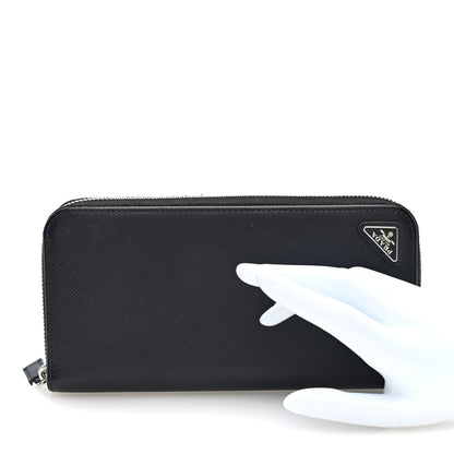 Prada Saffiano Triangle Zip Wallet Black 5 of 14