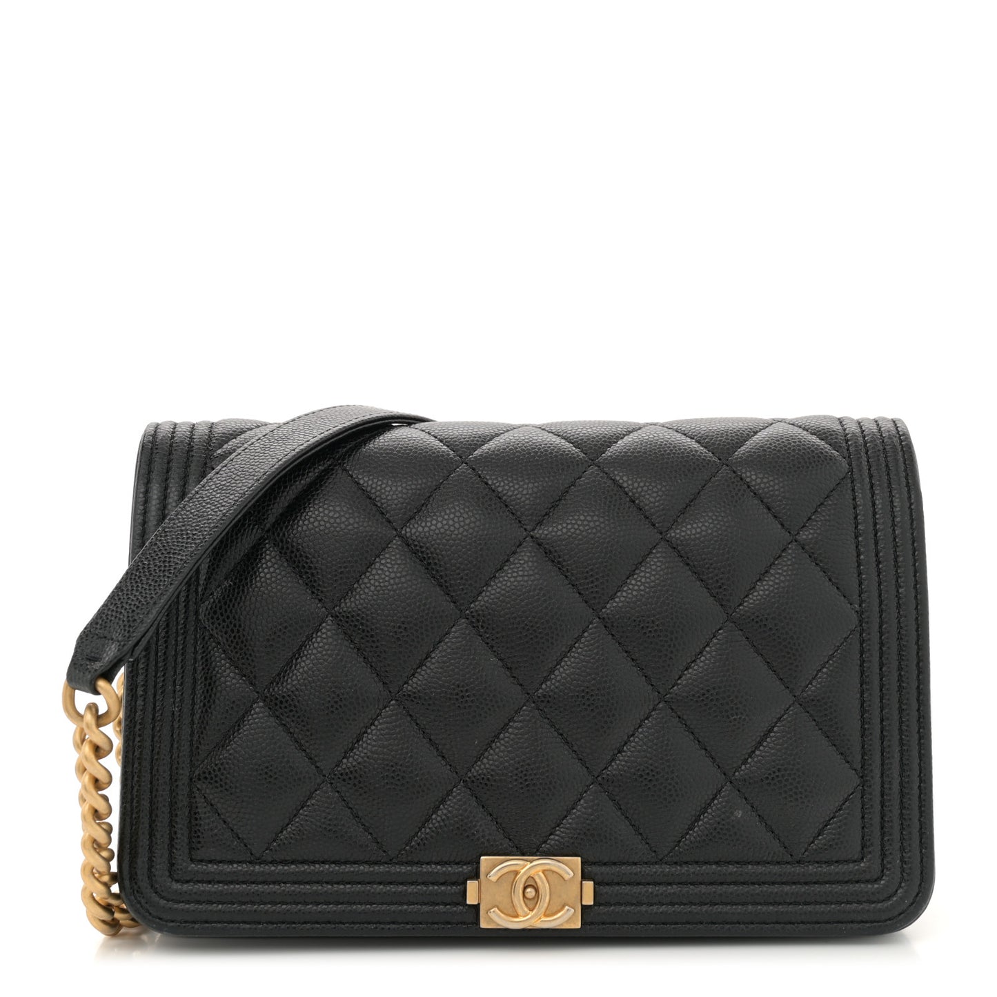 Caviar Quilted Boy Wallet On Chain WOC Black